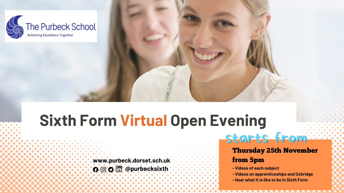 Log on to our website tonight to explore all the subjects offered at the Sixth Form at <a href="/Purbeck/">J Barber</a> School.  Take a tour with our students and listen to the sixth form team talk about the opportunities offered post 16.  Click here > purbeck.dorset.sch.uk

#purbecksixthform #post16