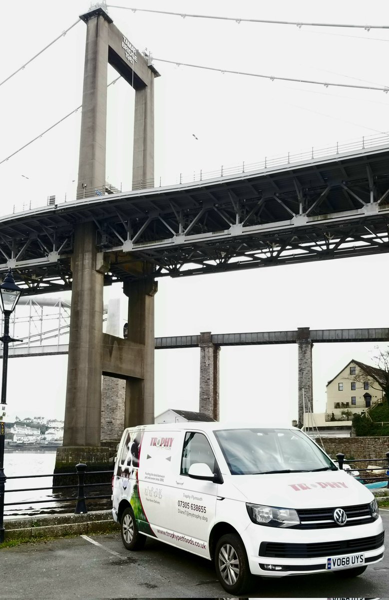 pet_trophy's tweet photo. Out and about in home town of #Saltash - underneath the beautiful Tamer &amp; Royal Albert bridges. #Cornwall #tamerbridge #RoyalAlbertBridge #Railway #RiverTamer #freehomedelivery #dog #cat #PetFood #MadeInBritain #ShopLocal  https://t.co/u6O1UEbUv3 https://t.co/nzPJbVMjk9