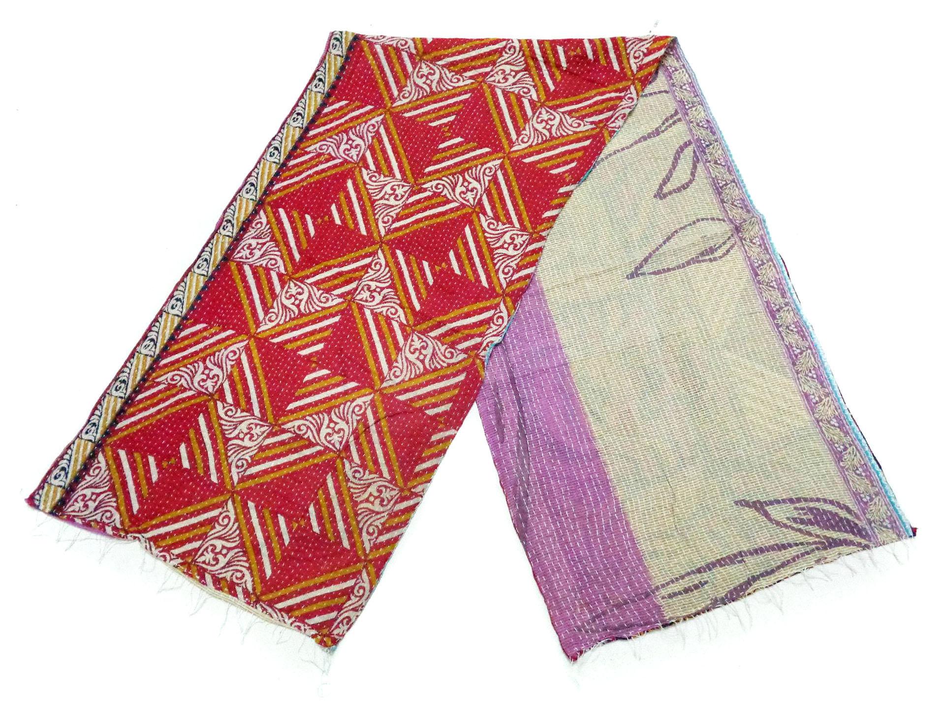 Cotton Vintage Kantha Scarf Antique Sew Long Reversible Scarf Hijab Scarves SK72