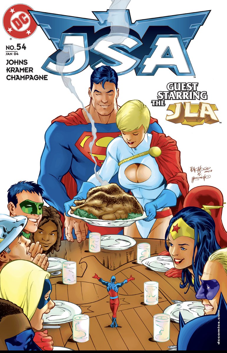 JSA #54 January 2004

Cover art by Carlos Pacheco &amp; Jesus Merino

Happy Thanksgiving!

#dccomics #jsa #jla #justicesociety #justiceleague #thanksgiving #carlospacheco #jesusmerino