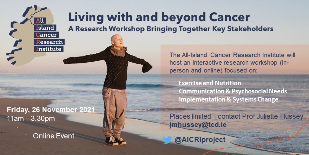 Really looking forward to AICRI's first cancer research workshop 'Living with and beyond Cancer' online tomorrow. Lots of wonderful speakers from the North and South. Thank you to the organising committee. @CancerInstIRE @hseNCCP @IrishCancerSoc 
@CancerFocusNI @WaterfordMafia