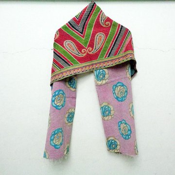 Cotton Kantha Scarf Neck Wrap Stole Dupatta Hand Quilted Women fashion headband SK83