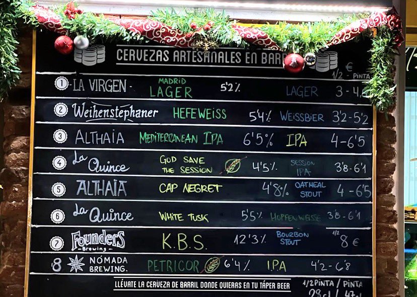 Taplist de Jueves 🍂🔥
<a href="/cervezasalthaia/">Cervezas Althaia</a> <a href="/LaQuinceBrewery/">La Quince Brew Wild</a> <a href="/foundersbrewing/">Founders Brewing Co.</a> <a href="/CervezaLaVirgen/">Cervezas La Virgen</a> 
#craftbeer #latapemadrid 🤟