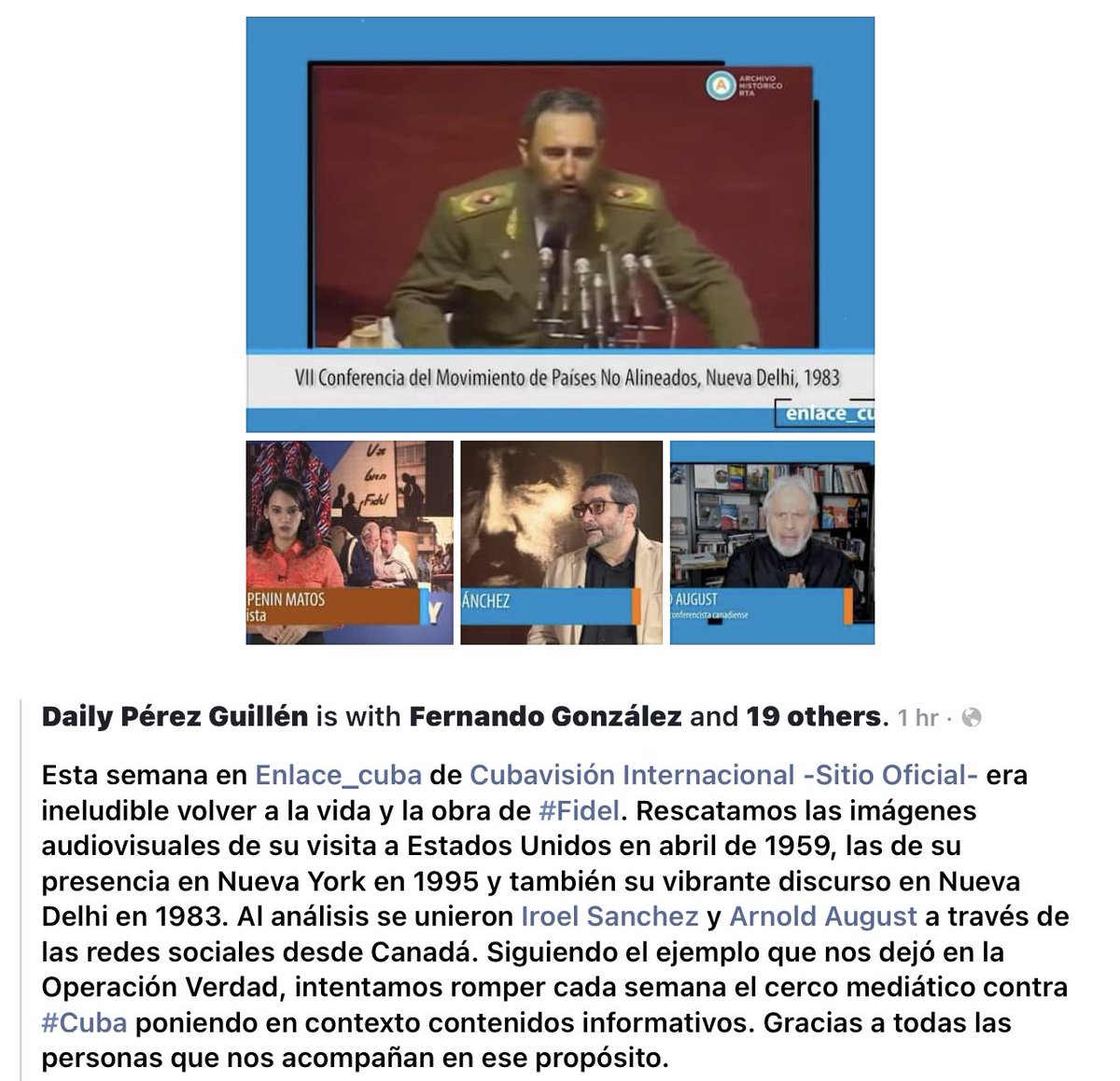 Arnold_August's tweet photo. YOUTUBE. Televisión Cubana: “Vibrante discurso de FIDEL en Nueva Delhi en 1983. Al análisis se unieron Iroel Sanchez y Arnold August. 
⬇️
https://t.co/2zQXSjFJFZ

#FidelPorSiempre 
#FidelVive 
#ADNFidel https://t.co/1XzgEsGp1W