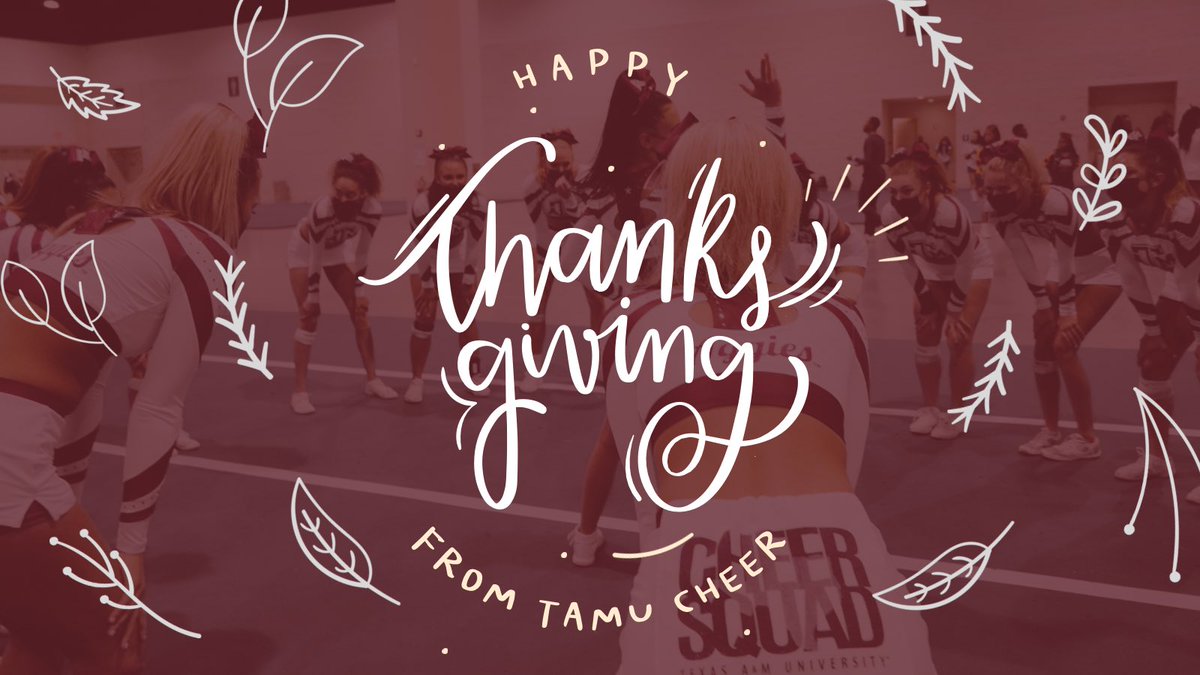 TAMUCheerSquad's tweet photo. Happy Thanksgiving from our family to yours! 🦃

We are so grateful to celebrate our program, athletes, and our supporters on this day of thanks!  #pmrtme https://t.co/L3uJyW5z6w