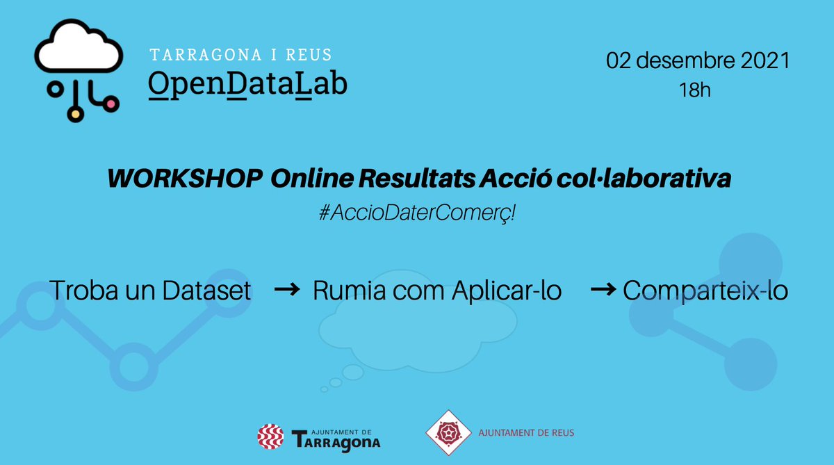 OpenDataTGN's tweet photo. 2 de desembre WORKSHOP online resultats Acció col·laborativa #AccioDaterComerç! 👩💻 Amb datasets localitzats que aporten valor al petit comerç. Recopilació de #dadesobertes! #OpenDataLab #OpenData
👉 https://t.co/v62JAfONoJ https://t.co/aA9gPC8gBF
