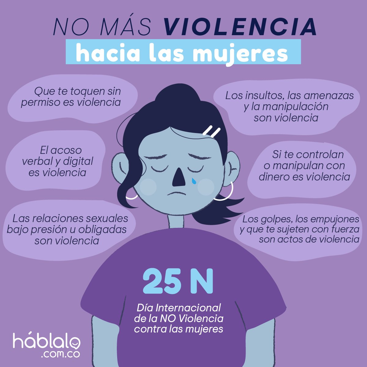 ¡Que no deje marcas no quiere decir que no exista! #DíaContralaViolenciadeGénero #25N
#NiUnaMenos #Noestansolas. #Háblalo