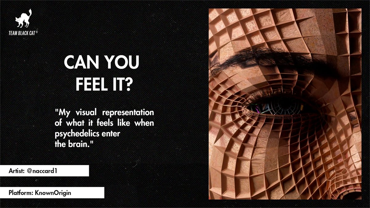 #NFTcommunity 🖤
#TeamBlackCat Member 👉 <a href="/naccard1/">Nino Accardi</a>  with the piece - CAN YOU FEEL IT? - on <a href="/KnownOrigin_io/">KnownOrigin.io</a>

knownorigin.io/gallery/438000…

Made by Nino Accardi with #Cinema4D and #OctaneRender
Soundtrack by Damian D'Inca

#digitalart as #NFT #cryptoart #raredigital #NFTartist #NFTart