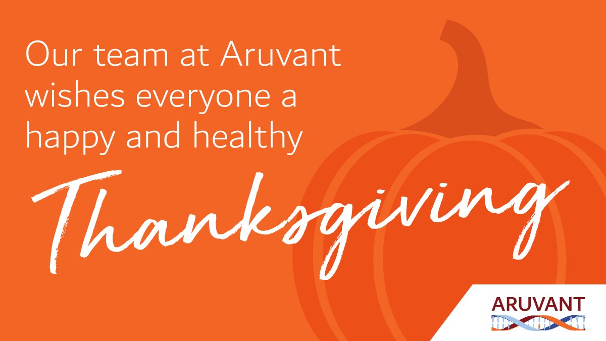 AruvantSciences's tweet photo. Happy Thanksgiving! We are grateful for all the specialists, caregivers, researchers, patients, and to all of our employees who work to #fightrarediseases. Wishing everyone a happy and healthy holiday!
#aruvant #sicklecell #genetherapy #rarediseases https://t.co/i4k1JeSj7c