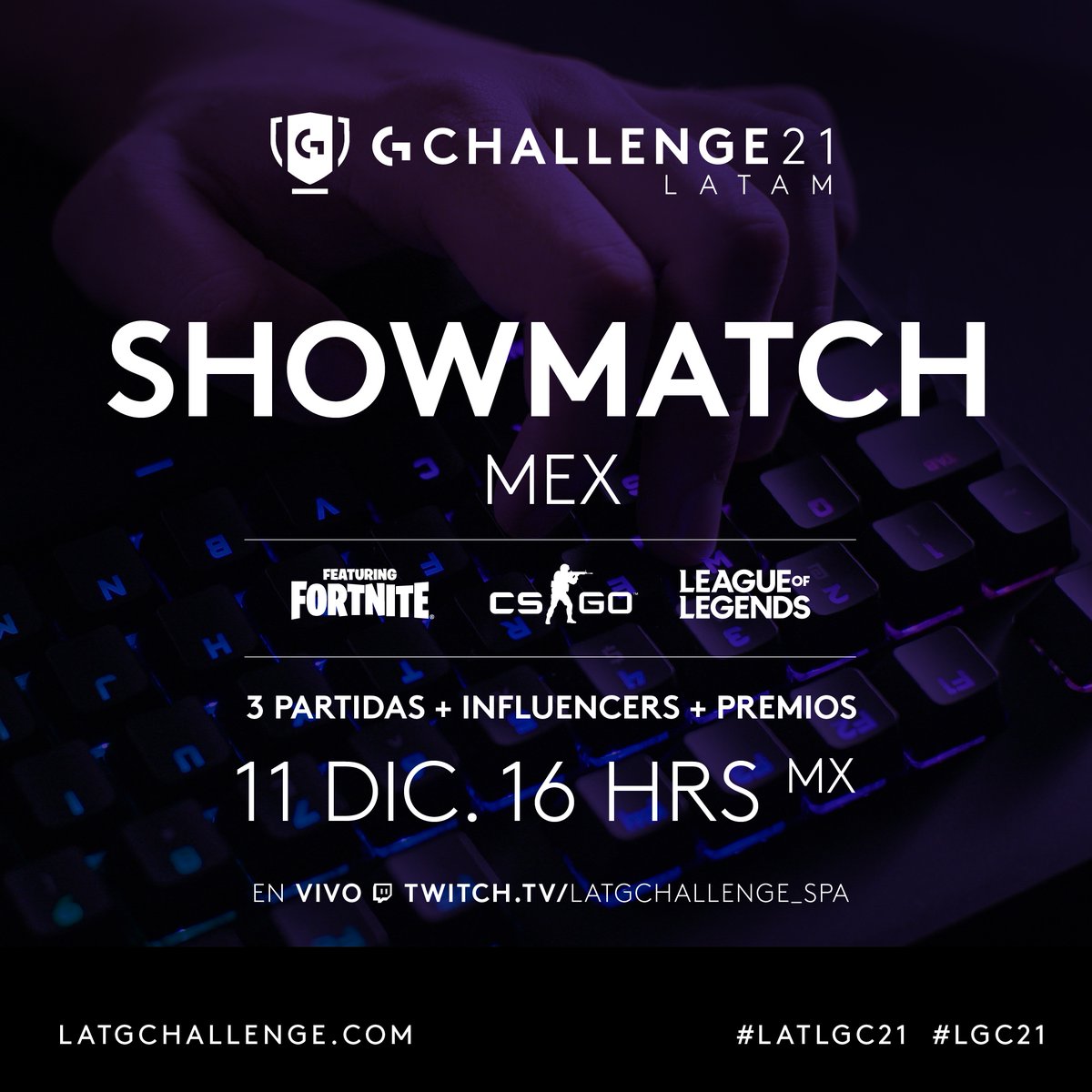 ¿Ya agendaste las fechas de los Showmatch? 📅

Los mejores equipos de G Challenge 21 se enfrentarán contra equipo legendarios, no te lo puedes perder!

En vivo en twitch.tv/latgchallenge_…

#gaming #gaminglife #esports #esportslatam #LGC2021 #gamingcommunity