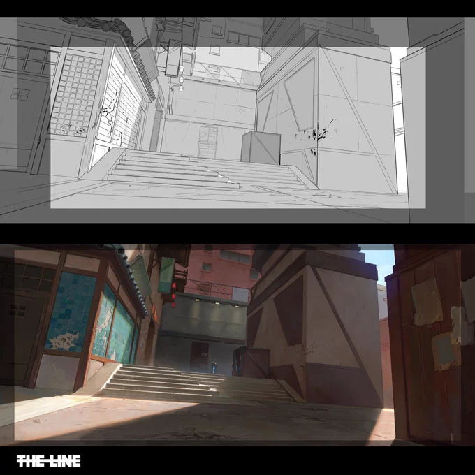🏮 Layout vs Final BG paint 🏮

Produced &amp; created by @thelinestudio in collaboration with Riot Games and VALORANT. 