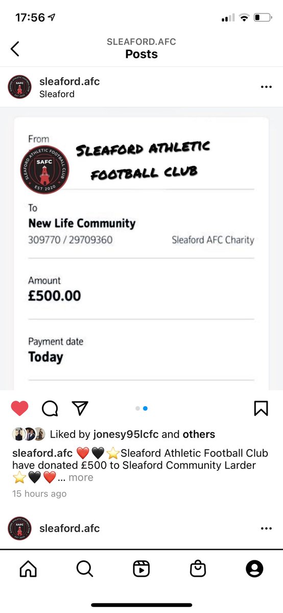 £500 has been donated to Sleaford Community Food Larder. 
A massive thanks to everyone who donated in the clubs fundraiser 🙏

We all hope it can help to take off some pressure for those who need it most at this time of year. 
<a href="/SleafordNewLife/">New Life Church</a>