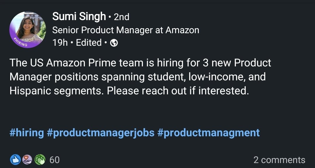 teneikaask_you's tweet image. Amazon looking for entry level Product Managers from various backgrounds.
linkedin.com/posts/sumi-sin…

#BlackTechTwitter #LatinTechTwitter #womenintech