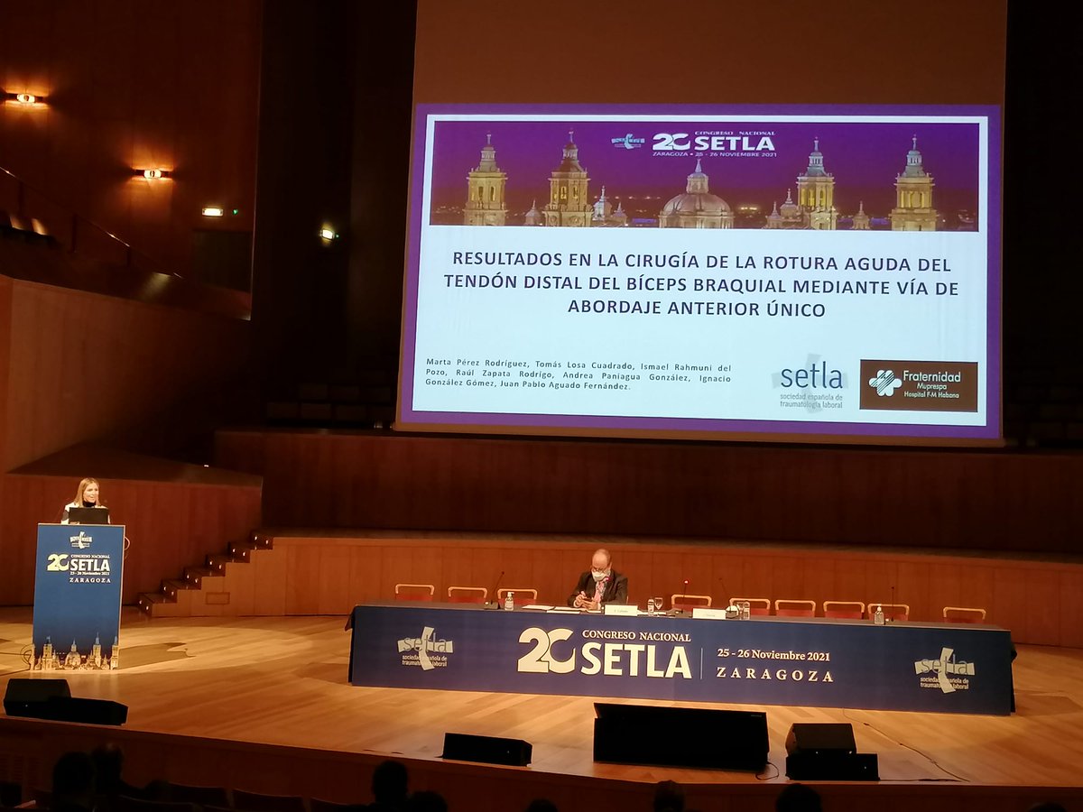 MutuaFM's tweet photo. En representación del Hospital Fraternidad-Muprespa Habana la Dra. Marta Pérez Rodríguez presenta la comunicación "Resultados En La Cirugía De La Rotura Aguda Del Tendón Distal Del Bíceps Braquial Mediante Vía De Abordaje Anterior único"
#Setla2021 https://t.co/GhZQton3B1