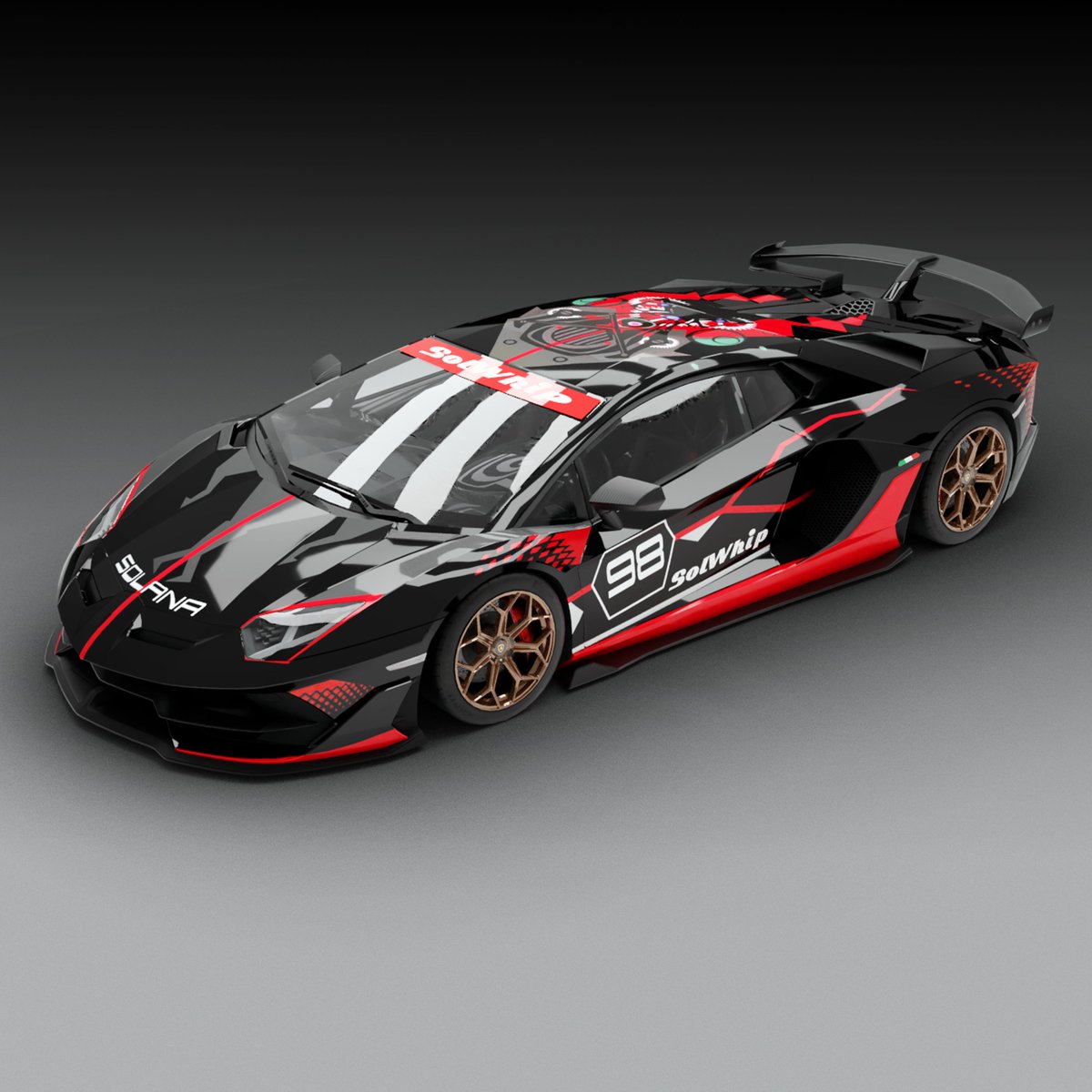 Our NFT customisations have started! Congrats to @FelixRubino on being our first minter to finalise his custom SolWhip! 

Your SVJ looks amazing, can't wait to see it in game in 2022! 🤝🏎️