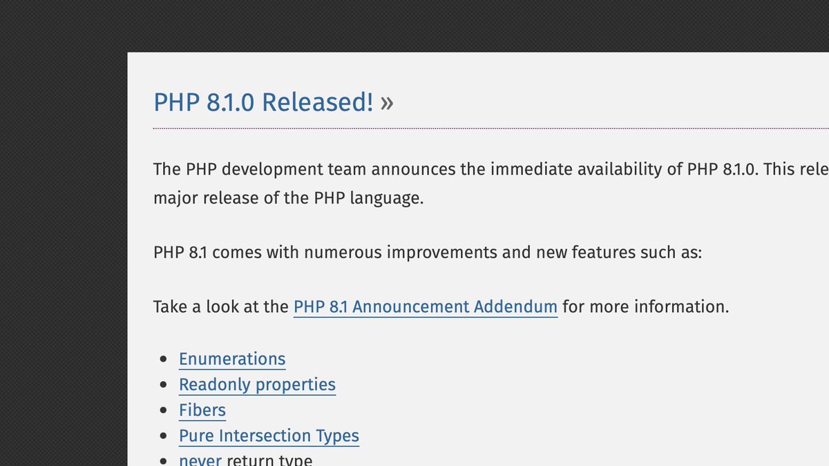 enunomaduro's tweet photo. — @official_php 8.1 is out! Many thanks to all internals, contributors, and supporters. 🥳

https://t.co/yi5lPWAyeN https://t.co/JnZeFZtqMl