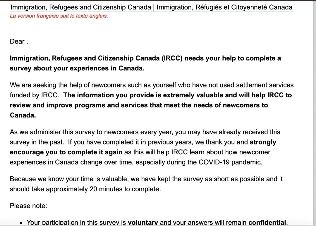 AskKubeir's tweet photo. @CitImmCanada @SeanFraserMP receiving survey forms for newcomer experience in Canada. The need of the hour is transparency and communication with 1000s of aspirants and soon to be newcomers who are waiting to hear as to what is happening with their applications and the draws. https://t.co/oKl2JJz5p7
