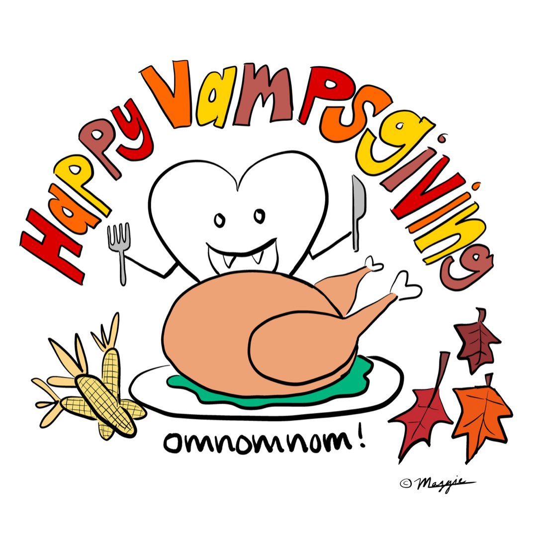 maggiethebard's tweet photo. I hereby declare this day… VAMPSGIVING!
🍁🦃🍁

Go check out Vampy’s new IG @adventuresofvampyheart for more derpy chaos. ♥️ 

Oh and happy thanksgiving, everyone! 

xx
Magz https://t.co/7cudDWbpid