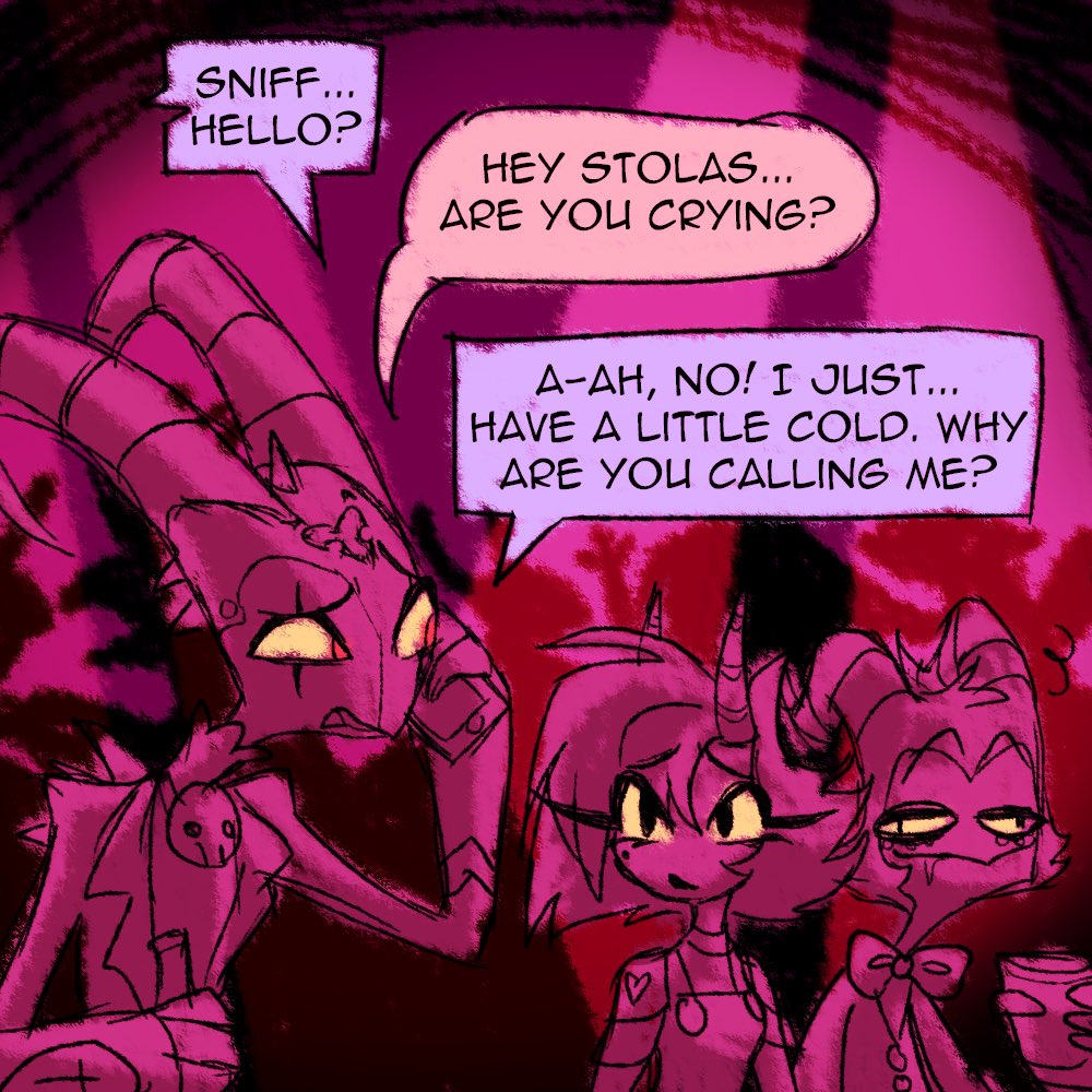 fuzziiwuzzii_'s tweet photo. 💜Blitzy is calling💜
Messy fluffy #stolitz comic based off their recent posts because I need it 
(1/2)
#HelluvaBoss #HelluvaBossFanArt #Blitzo #Stolas  #Millie #Moxxie https://t.co/YdzUzR7cyt