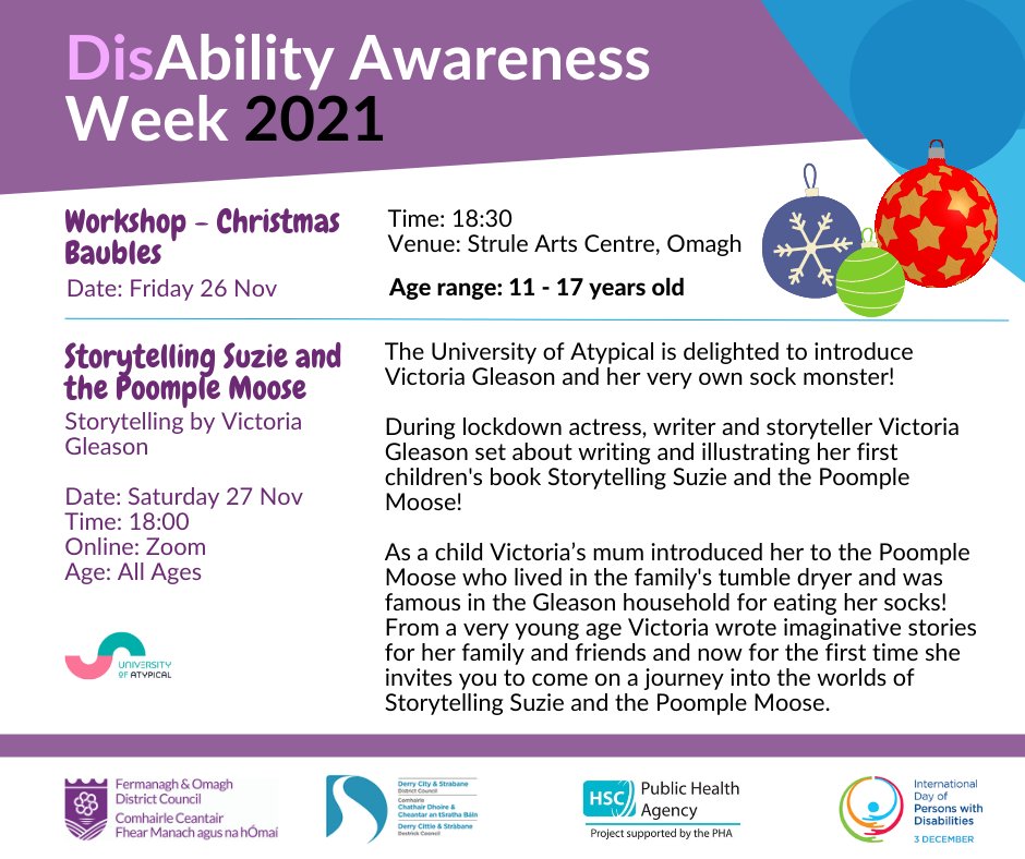 fermanaghomagh's tweet photo. 🌟As part of DisAbility Awareness Week 2021 a range of activities for families to enjoy will take place this weekend
To find out more 👉https://t.co/0k5TaNDGWy or email disability@fermanaghomagh.com
#EnAbleChange #FODC
@publichealthni @dcsdcouncil @UniAtypical @StruleArts https://t.co/F92FBxxfM2