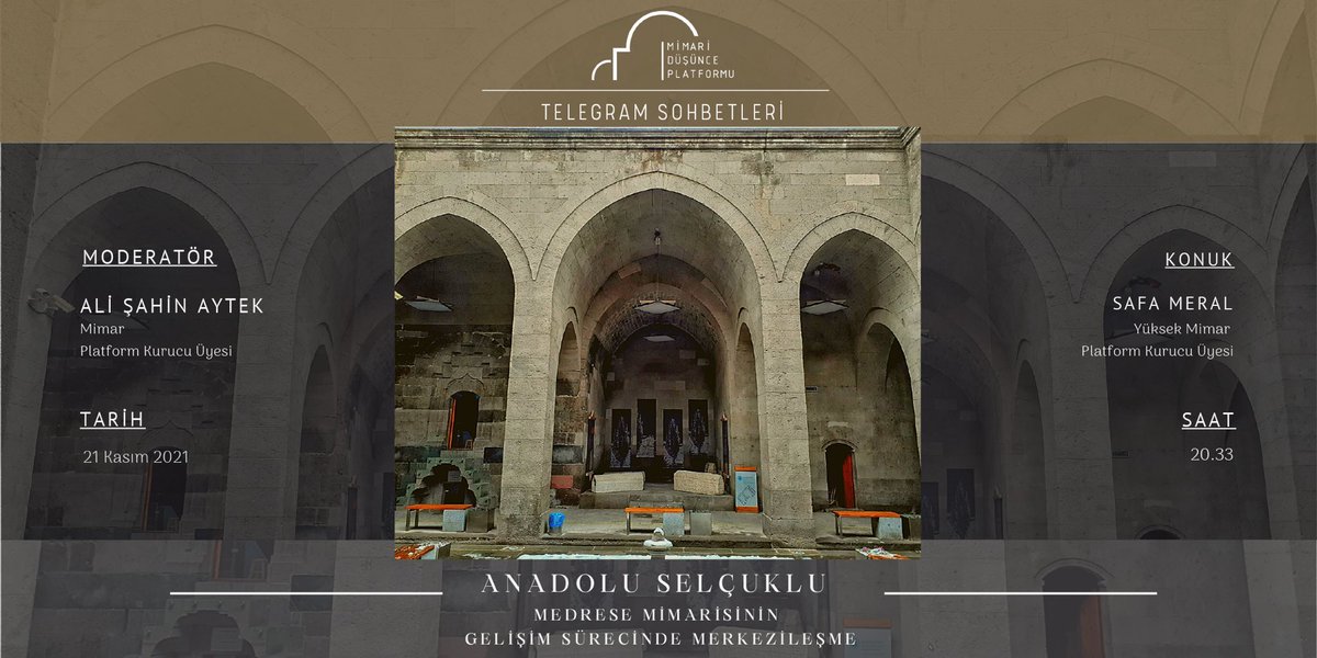 DusunceMimari's tweet photo. | TELEGRAM SOHBETLERİ

‘Anadolu Selçuklu Medrese Mimarisinin Gelişim Sürecinde Merkezileşme’ üzerine konuştuk. 

Sohbete youtube kanalımızdan ulaşabilirsiniz. 

https://t.co/7LD3ZlxnnD https://t.co/UtDufwsvkW