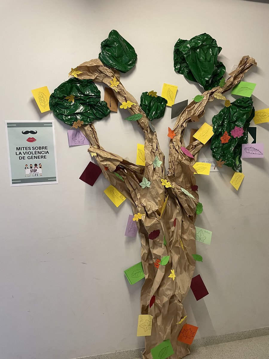 IEsteveAlbert's tweet photo. Avui a l’Institut Esteve Albert s’ha celebrat el dia internacional de la no violència envers les dones i la nostra companya de VIP ha creat aquests arbres on els alumnes han penjat els seus missatges. #25N #25N2021 #DiaContralaViolenciadeGenero #violenciadegenere https://t.co/2aIJx054D8