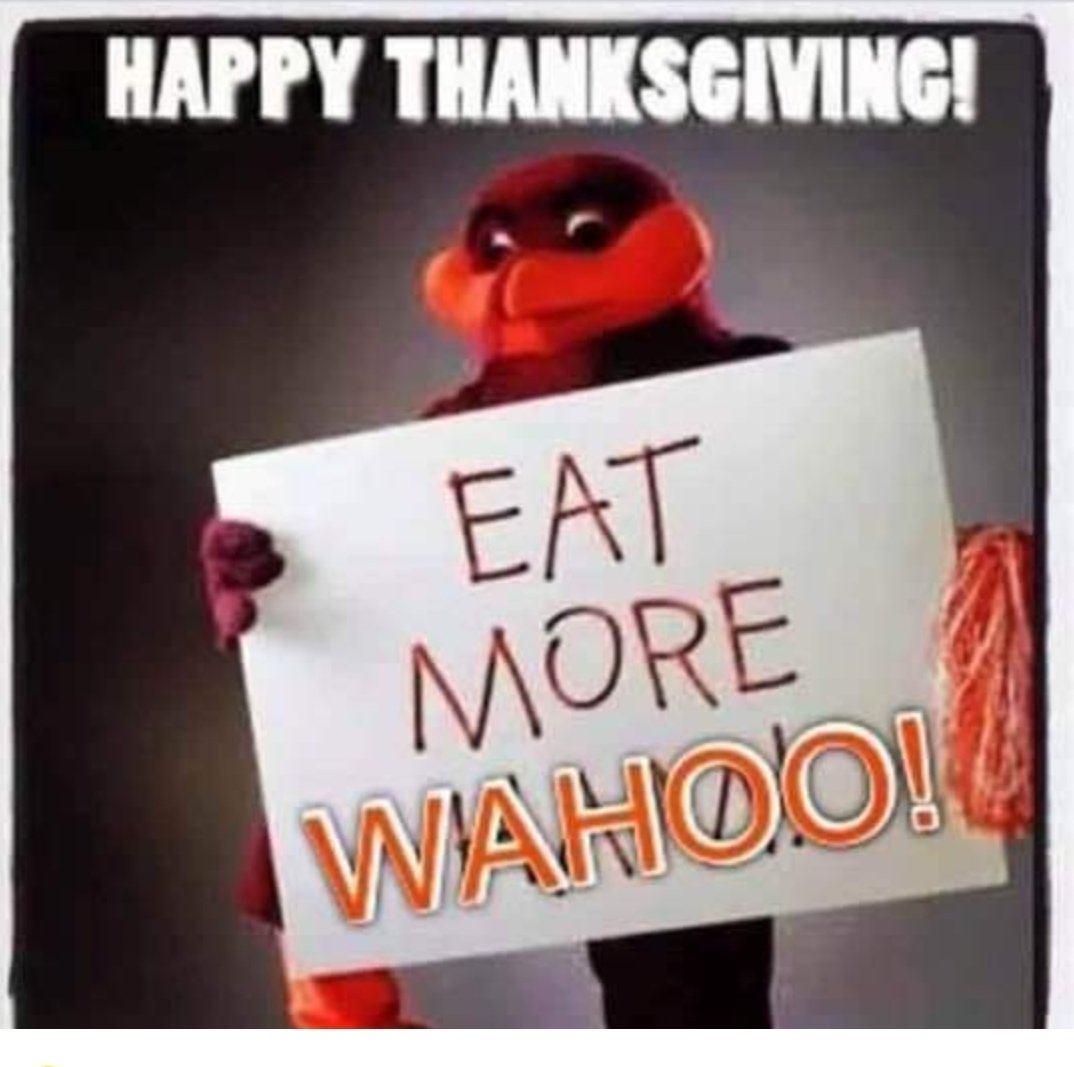 suznardi's tweet photo. Happy Thanksgiving everyone with a bit of Hokie humor. #vatech https://t.co/A5xeVfwUgG