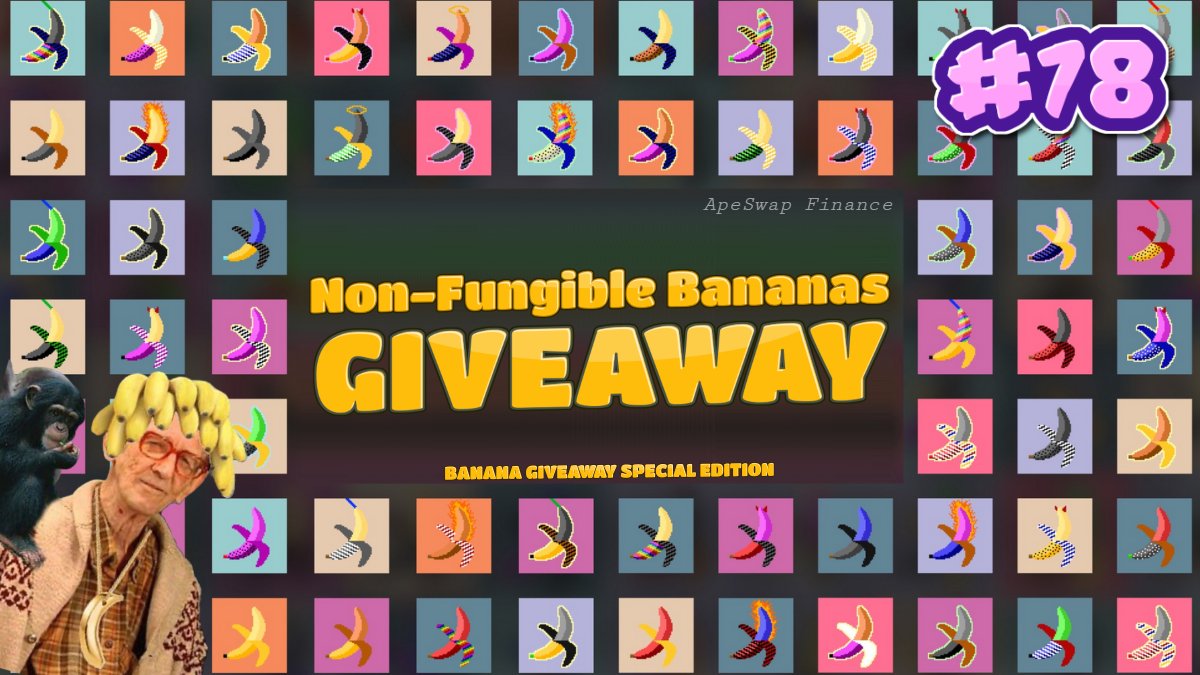 giveawaybanana's tweet image. BANANA GIVEAWAY #78

Prize: 1x #NFB
( apeswap.click/NFB-sale )

1. Follow me and @ape_swap 
2. Like and Retweet
3. Comment: #NFB Auction Nov 26th 22:00 UTC 🐵🌴🍌

Drawn: in ~ 9 hours

#giveaway #giveaways #cryptogiveaway
#BSC #cryptocurrency #ApeSwap #NFTGiveaway #NFTs #NFT