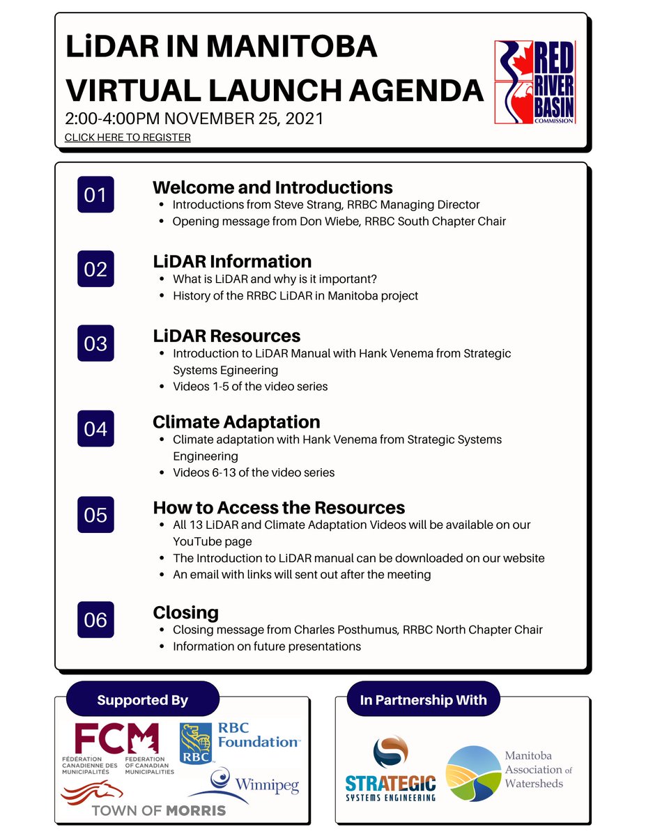 StrategicSysEng's tweet image. Strategic is attending! We encourage you to join in. 
The Red River Basin Commission is hosting a virtual lunch today, on the topic of LiDAR in the province of Manitoba, from 2pm CST to 4pm CST. Registration is on Eventbrite at: eventbrite.ca/e/lidar-in-man…