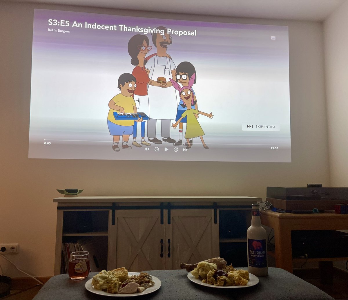 Since we don’t live near any family, my husband and I are continuing our early tradition of eating too much food while watching all of the Thanksgiving episodes of <a href="/BobsBurgersFOX/">Bob's Burgers</a> 🦃❤️ Hope you all have a happy holiday!