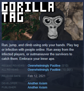 Gorilla Tag no Steam