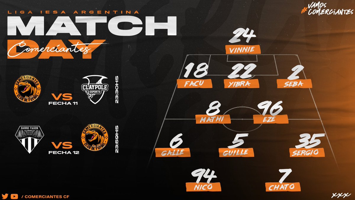 COMERCIANTESeSp's tweet image. 📢 ¡Noche de fútbol virtual! ⚽️🎮

🏆 #IESATercera //@IESAFIFAar

🆚️ @CADdeBeSports
🗓 Fecha 11
⏰ 23:30 Hrs

🆚️ @BarrioVagon
🗓 Fecha 12
⏰ 00:00 Hrs

#FIFA22 
🟠⚫💪🏻💪🏻💪🏻