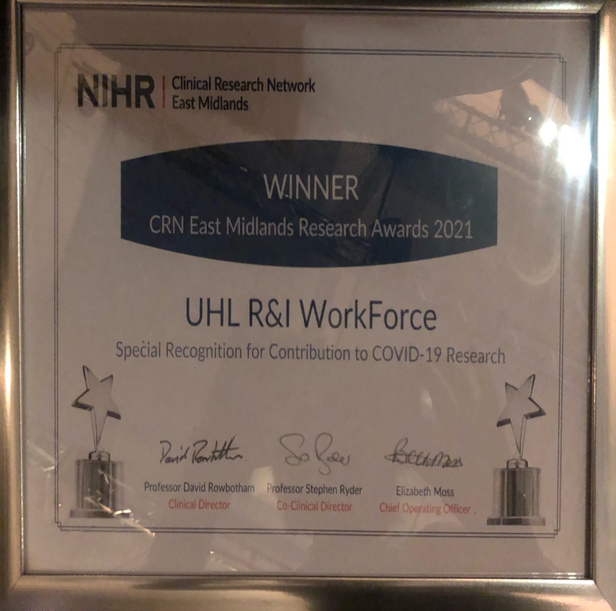 This Award is dedicated to All in R&amp;I at UHL. Nurses, midwives, AHPs, CRPs, admin staff, support staff. Our amazing team across the 3 sites at UHL. Thank you 🙏