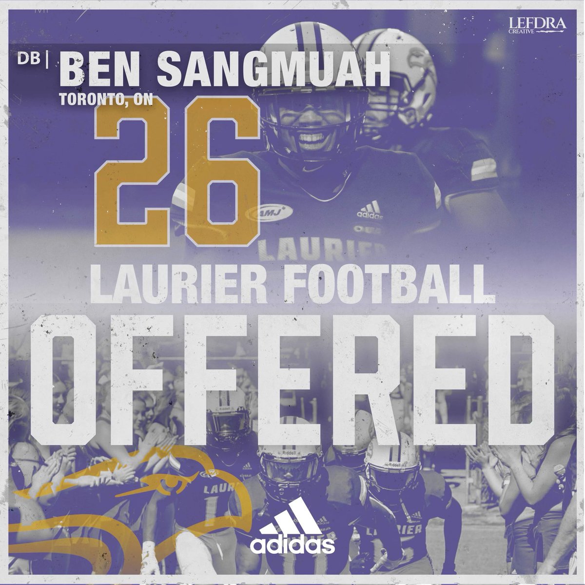 Blessed to receive an offer from Wilfrid Laurier University! <a href="/MichaelFaulds/">Michael Faulds</a> <a href="/WLUDC_RonV/">Ron VanMoerkerke</a> <a href="/CoachGalloway/">Todd Galloway</a> <a href="/coachbigdawg7/">Larry Jusdanis</a> <a href="/_CoachLeroy/">Coach Leroy (EDP)</a> @coachnickfbn