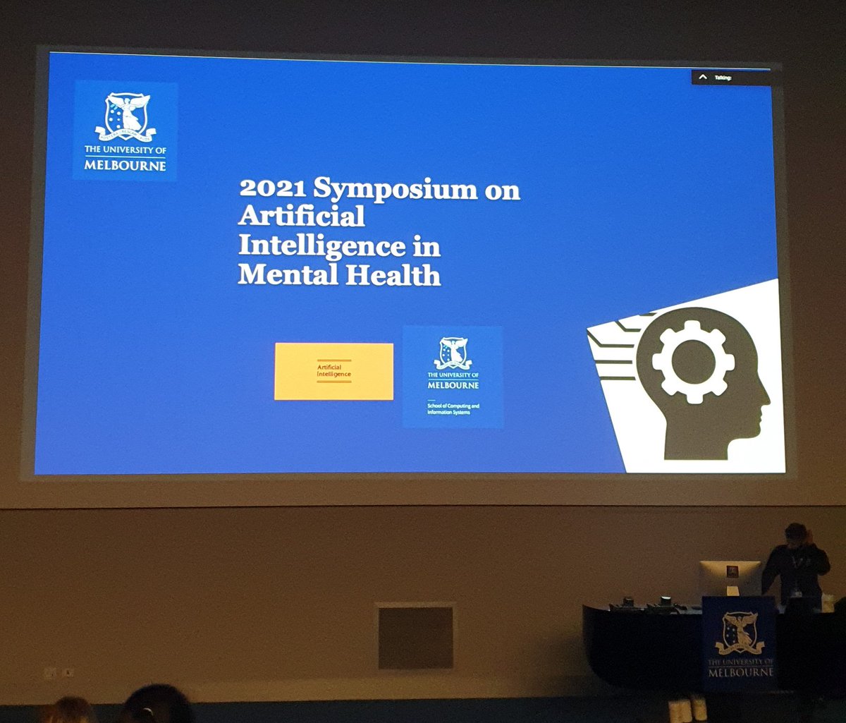 MichaelLDiamond's tweet photo. Here at the 2021 Symposium on Artificial Intelligence in Mental Health. I'm very happy to be here in person! Many great presentations ahead #AIMH2021 https://t.co/7AoRMpQZ0S