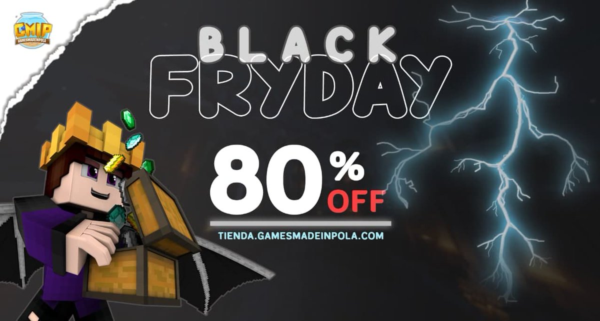 #BLACKFRIDAY
¡¡Ha llegado a GMIP el BlackFriday!!
Este año habrá... ¡un 80% DE DESCUENTO!

tienda.gamesmadeinpola.com
tienda.gamesmadeinpola.com
tienda.gamesmadeinpola.com

IP: mc.gamesmadeinpola.com | premium.gamesmadeinpola.com