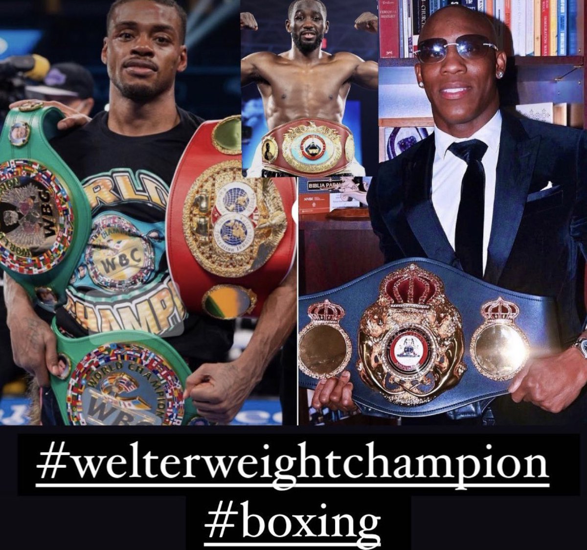 YordenisUgas's tweet photo. The welterweight champ.Crawford and Spence are making Hall of Fame careers. It is an honor to be a champ in the same era as them.Hopefully Crawford comes to @premierboxing and has a great tournament to get an undisputed 147 lb. It would be a great gift for all the fans #indispute https://t.co/ok1hRp3owC
