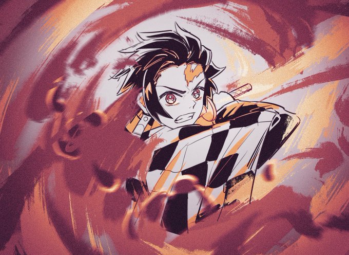 FannieさんがTwitterに投稿した竈門炭治郎(鬼滅の刃)のイラスト。