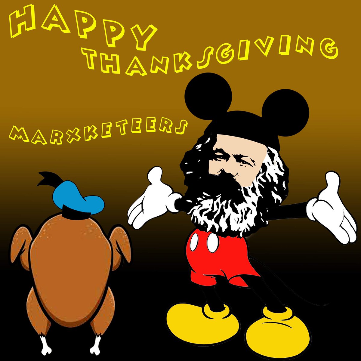 micky_marx_'s tweet photo. Happy thanksgiving Marxketeers! Eat the things! #HappyThanksgiving #HappyThanksgiving2021 #popart #MickeyMouse #guerrillaart #ArtistOnTwitter #undergroundartist #oc #characterart https://t.co/YyTJe9wHpc