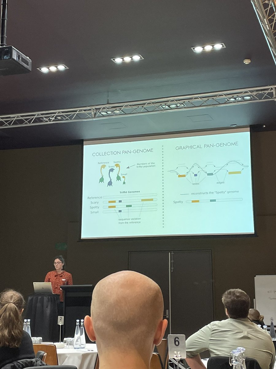 My amazing girl is talking about so called “dinosaur” pan-genome #Bioinformatics #genome #pangenome <a href="/bioinfocharls/">Chelsea Matthews</a> 👏