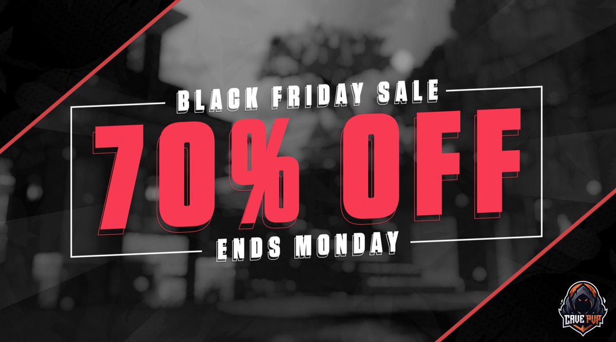 The Black Friday Sale has commenced... 🔓

Save 70% on all products on our store! 🛍️
The sale ends Monday, this sale will never return! ✅

RT + Follow for a chance to win 3x Cave Ranks! 🧡

IP - cavepvp.org 
Store - store.cavepvp.org