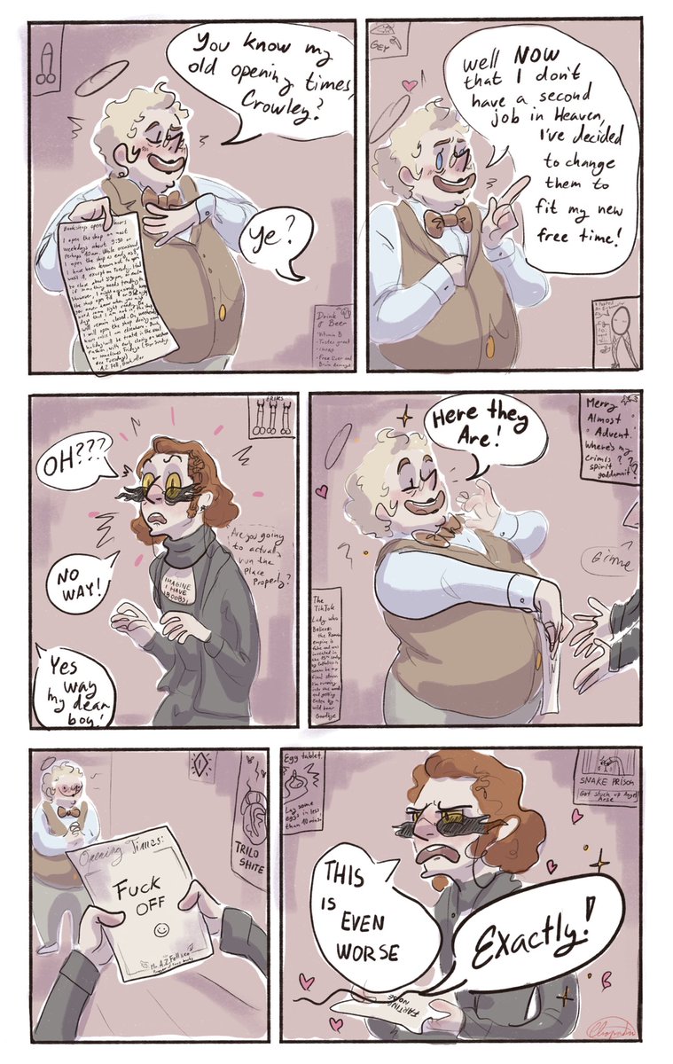 We were talking about Aziraphale’s fantastic opening times with a friend recently and I just had to make something about them
#GoodOmens #GoodOmensFanArt #ineffablehusbands