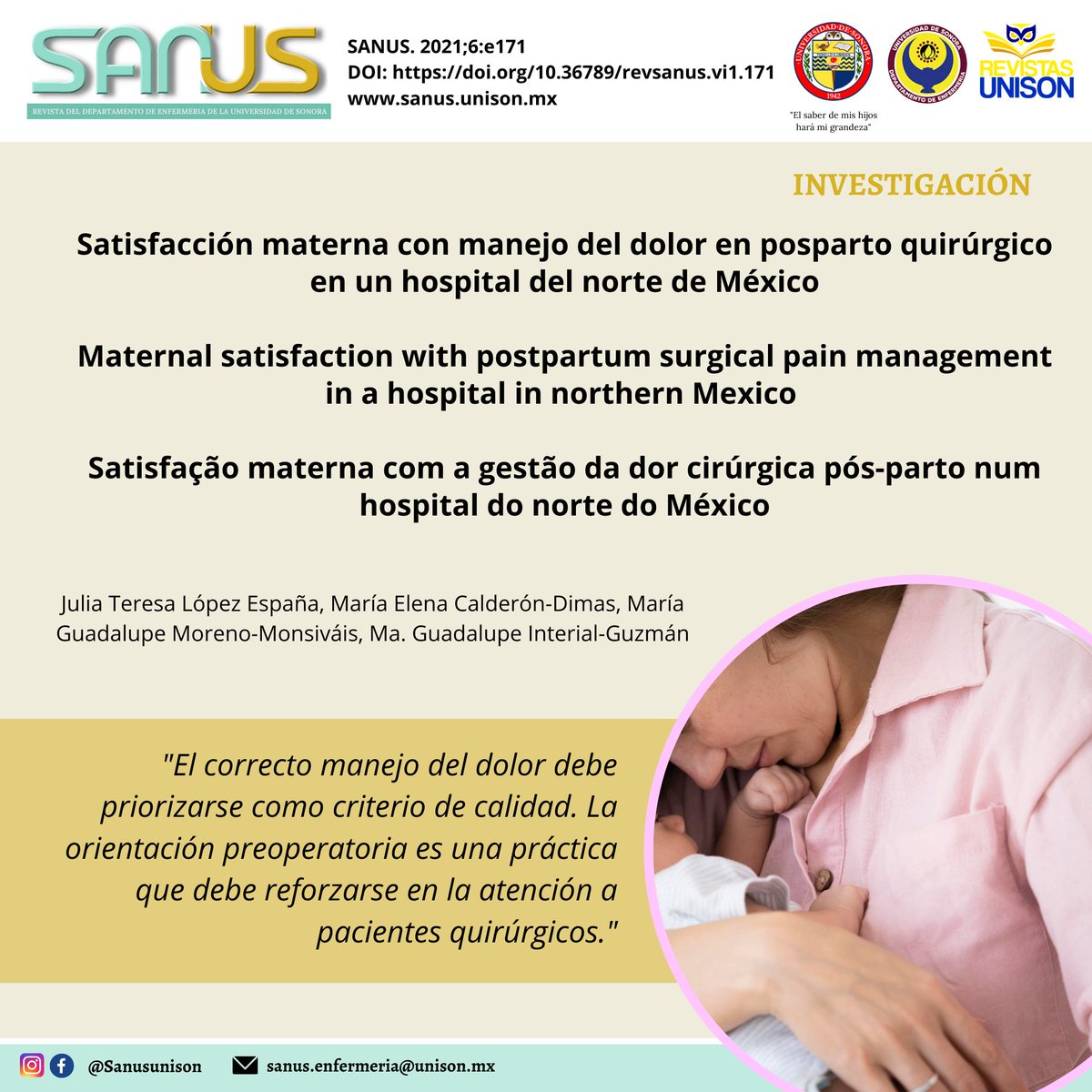 Revista_SANUS's tweet photo. ‼️Artículo Completo: https://t.co/MP6EWnI2T1

#Periodoposparto #Satisfaccióndelpaciente #Dolorpostoperatorio #Investigación #Investigation #Enfermería #Nursing https://t.co/2tcLN9Yt4A