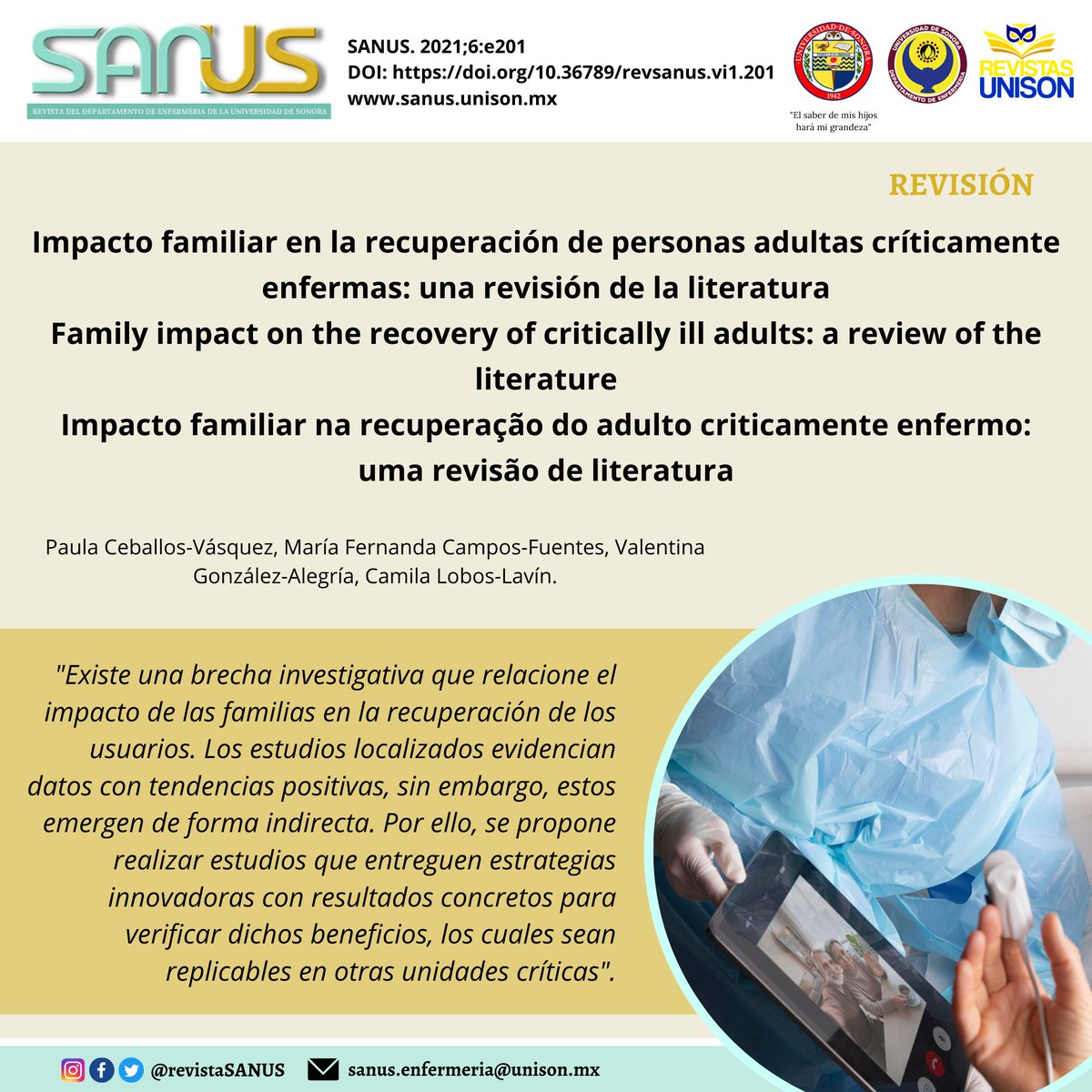 Revista_SANUS's tweet photo. ‼️ Artículo completo: https://t.co/nP4IHDiVYp

#Rehabilitación #Paciente #Familia #Cuidadoscriticos #Patient #family https://t.co/9lpHzWoRI2