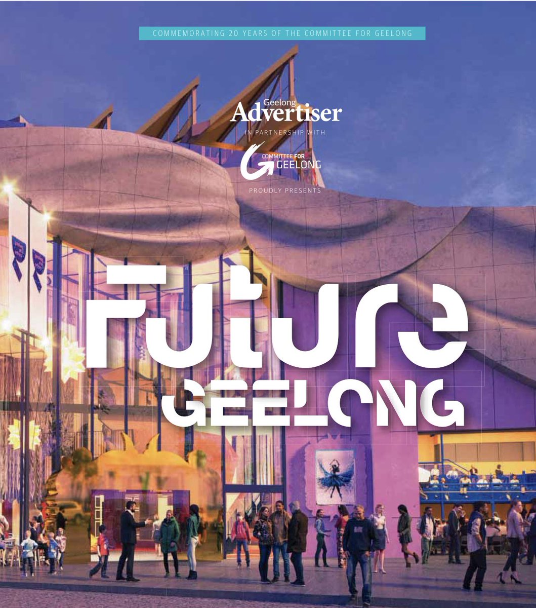 Comm4Geelong's tweet photo. Grab today’s @geelongaddy with exclusive story on @GeelongArts design unveiling &amp; our Future Geelong mag! Celebrating our 20th anniversary with stories of past achievements &amp; hopes and dreams for the future. Thx to all members &amp; stakeholders who helped bring this to fruition. https://t.co/vFgCIR9Xt8