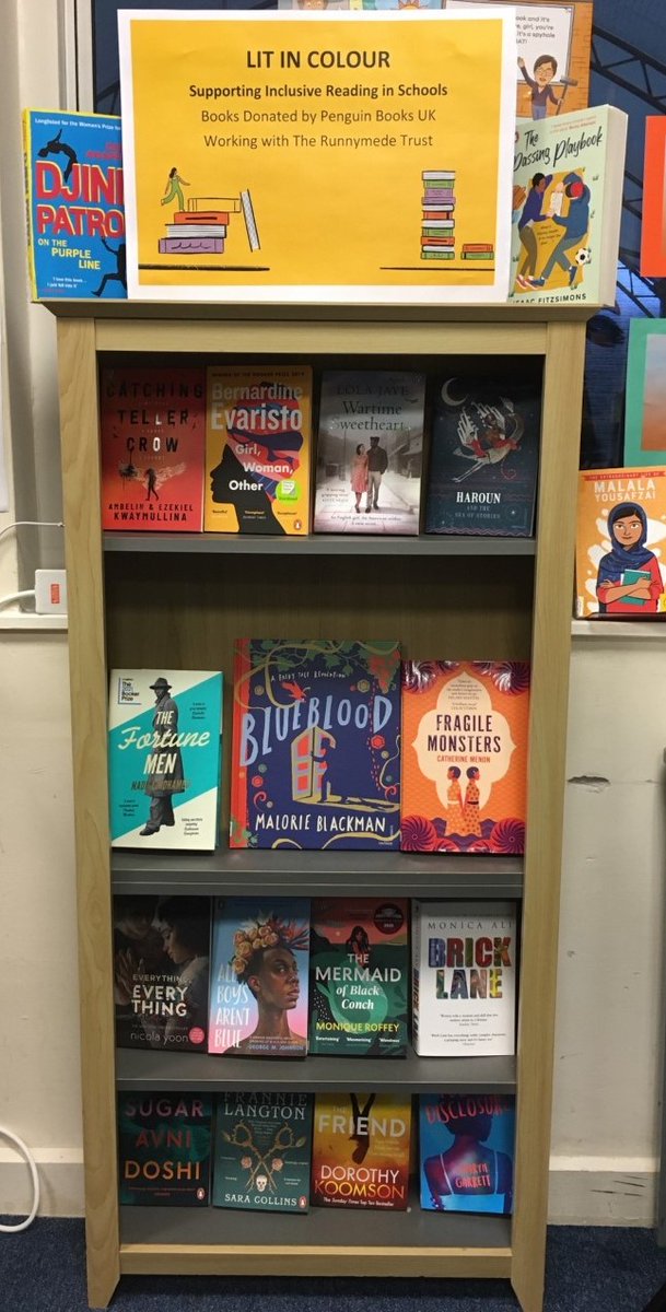 NunthorpeEng's tweet photo. Just some of our fabulous #LitInColour books kindly donated by @PenguinUKBooks and @RunnymedeTrust displayed in the library. There are plenty more on the shelves. Come and #findyourselfinabook.
#BAME #BAMEAuthors #BLM #BlackAuthors #AsianAuthors #Blackfiction #blacknonfiction https://t.co/B7riyQaFWz