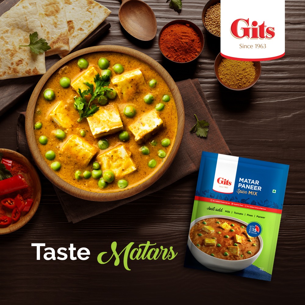 Gitsfood's tweet image. When it comes to flavour, you can never go wrong with Gits Spice Mixes. Try the Matar Paneer Spice mix and more for restaurant taste at home! 

#GitsFood #SpiceMixes #MatarPaneer