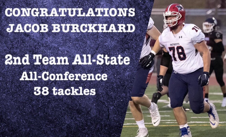 chspatfootball's tweet photo. Congratulations @JacobBurckhard on your All-State selection! #RollPats https://t.co/t1CaE3jUdG