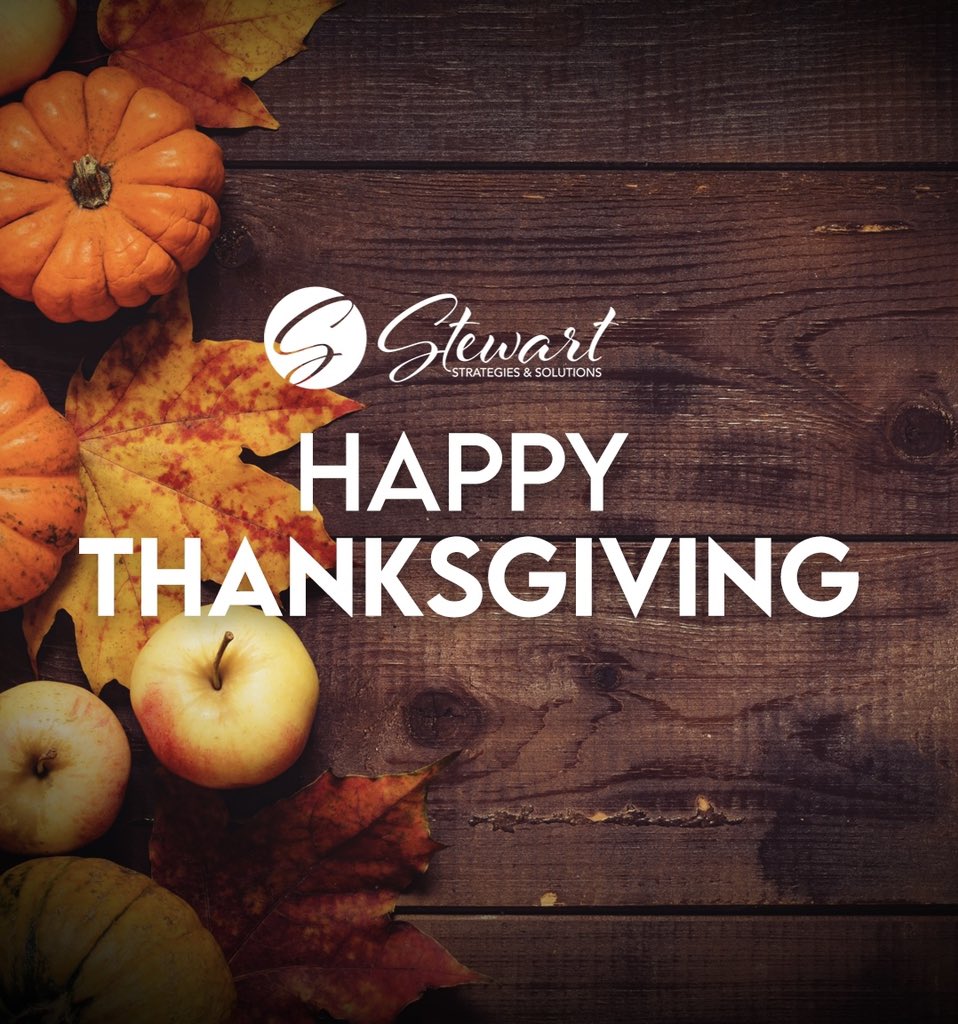 TheS3Team's tweet photo. Happy Thanksgiving from Stewart Strategies &amp; Solutions. Wishing you and your loved ones a happy and gratitude-filled holiday. There's much to be thankful for this year.
#thanksgiving #turkey #turkeyday https://t.co/XdsGS7C4b9