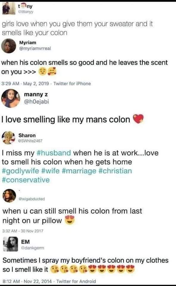 Cazzzie's tweet photo. You can't beat the smell of your Man's colon!!!!!!!😅😅😅😅#cannotstoplaughing https://t.co/WLSUyMShLu